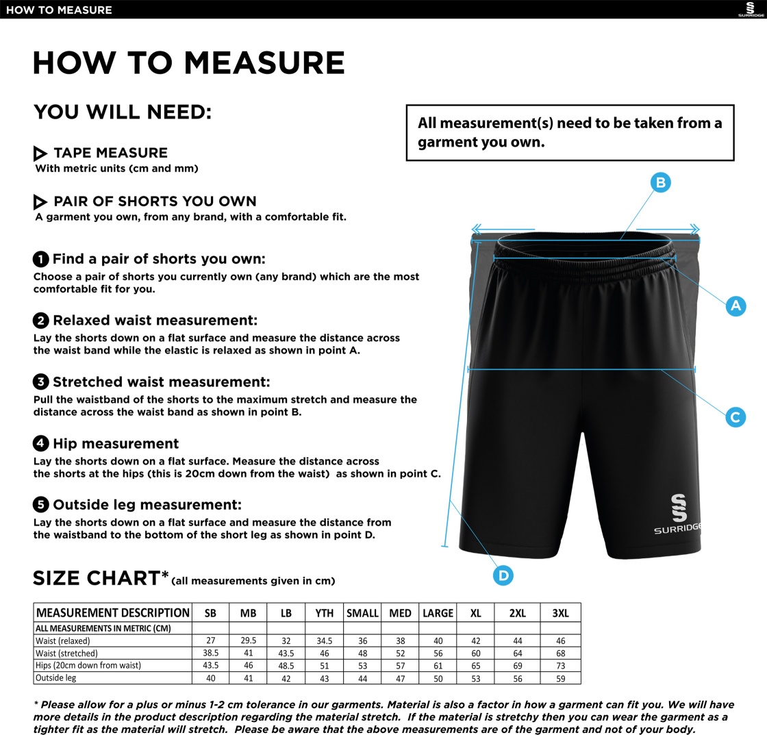 Farnham CC - Shorts - Size Guide